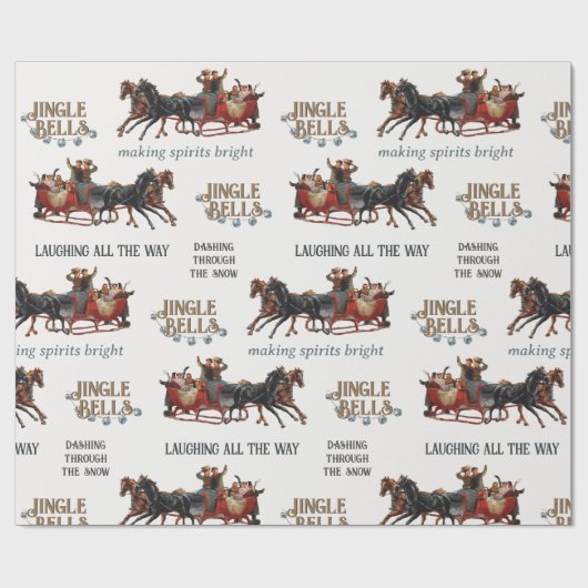 Jingle Bells Sleigh Ride  feestdag met kerst Cadeaupapier (Vlak)