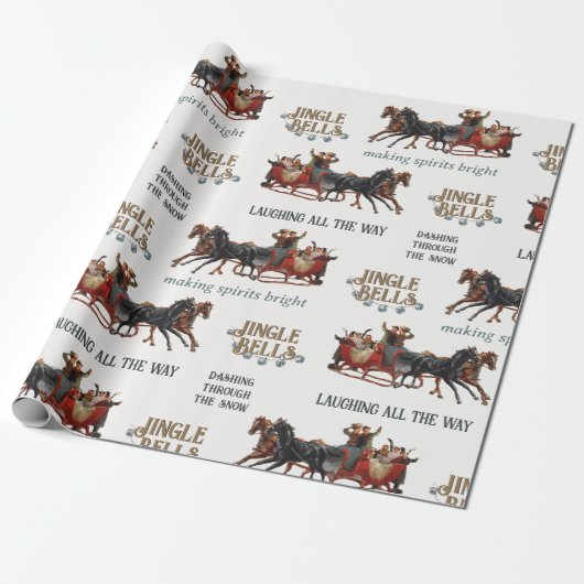 Jingle Bells Sleigh Ride  feestdag met kerst Cadeaupapier (Uitgerold)