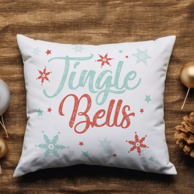 Jingle Bells Snowflake Pastel Voeg kerstmis toe Kussen (Creator heeft geüpload)