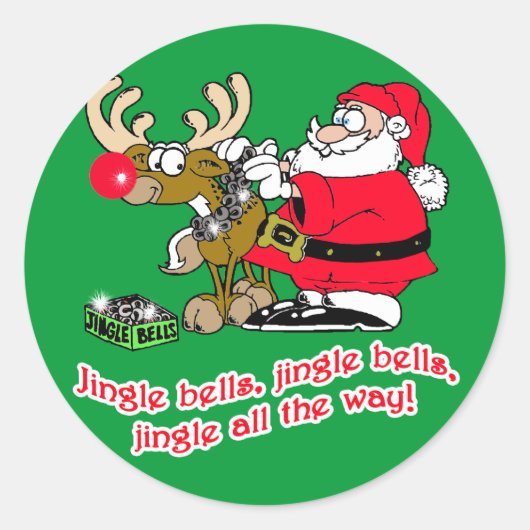 Jingle Bells T-shirts, Kaarten, cadeautjes Ronde Sticker (Voorkant)