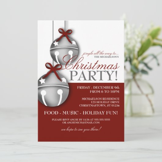 Jingle Bells - Uitnodiging voor kerstfeest (Staand voorkant)