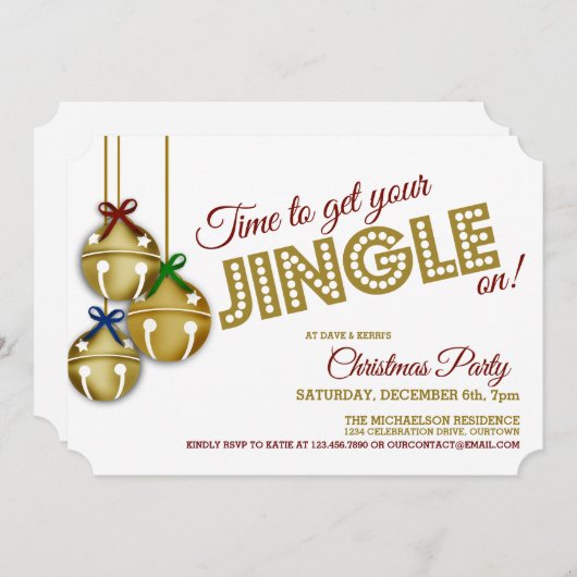Jingle Bells - Uitnodiging voor kerstfeest (Voorkant / Achterkant)