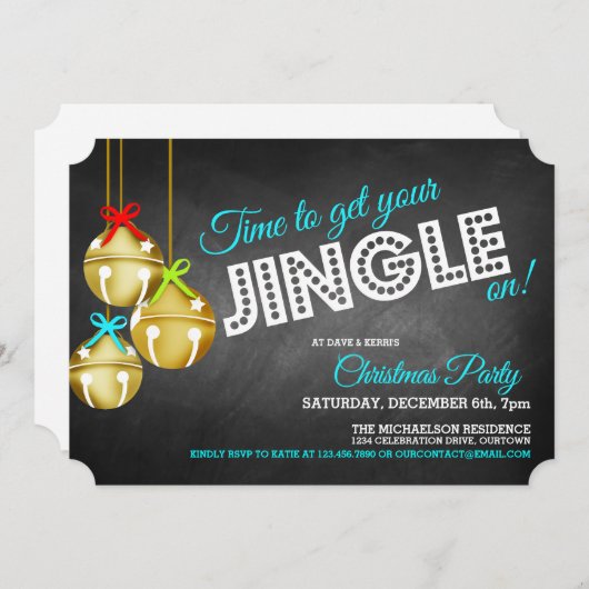 Jingle Bells - Uitnodiging voor kerstfeest (Voorkant / Achterkant)