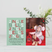 Jingle Bells Wenskaart met kerstfoto's Kaart (Staand voorkant)