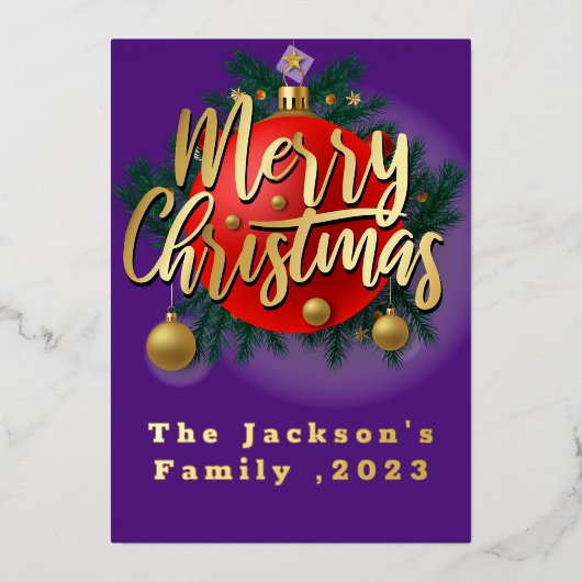 Jingle Bells Winter Branch Snowflake Kerstmis Folie Feestdagenkaart (Voorkant)