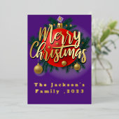 Jingle Bells Winter Branch Snowflake Kerstmis Folie Feestdagenkaart (Staand Voorkant)