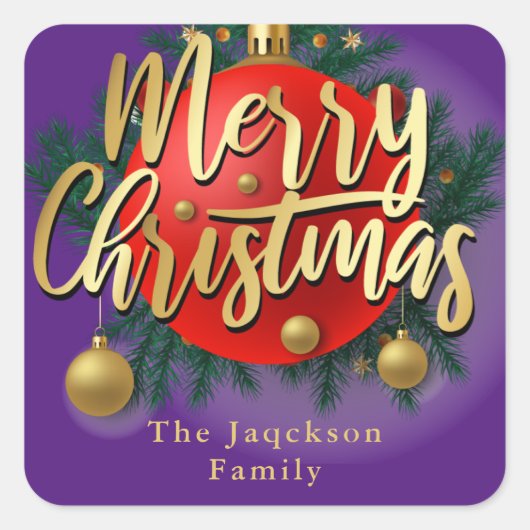 Jingle Bells Winter Branch Snowflake Kerstmis Vierkante Sticker (Voorkant)