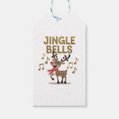 Jingle Bells Zingend Rendier Cadeaulabel (Voorkant)