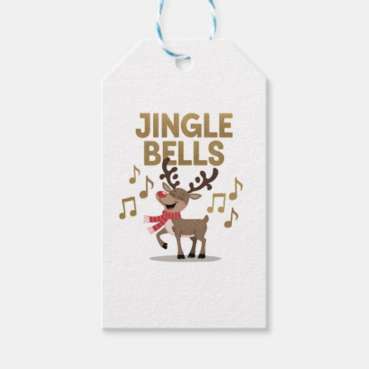 Jingle Bells Zingend Rendier Cadeaulabel (Voorkant)