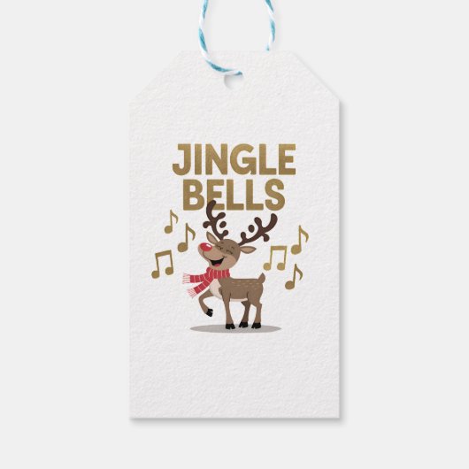 Jingle Bells Zingend Rendier Cadeaulabel (Achterkant)