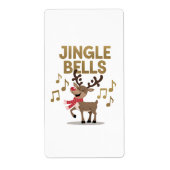 Jingle Bells Zingend Rendier Etiket (Voorkant)