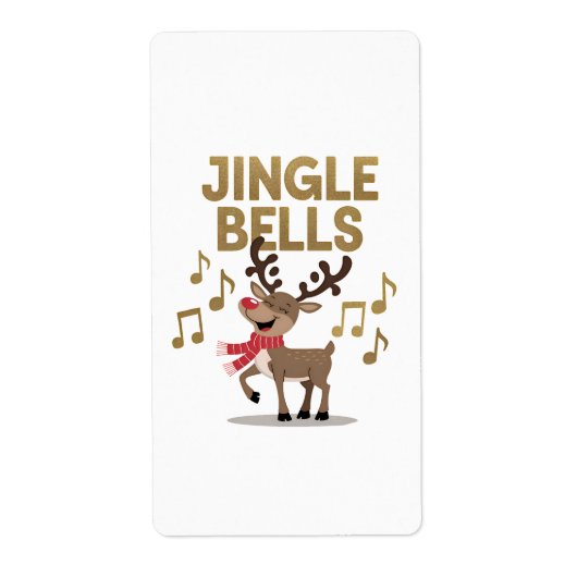 Jingle Bells Zingend Rendier Etiket (Voorkant)