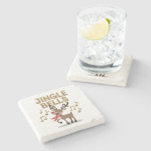 Jingle Bells Zingend Rendier Stenen Onderzetter (Zijkant)