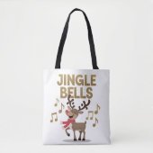 Jingle Bells Zingende Rendier Canvas tas (Voorkant)
