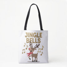 Jingle Bells Zingende Rendier Canvas tas