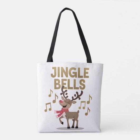 Jingle Bells Zingende Rendier Canvas tas (Achterkant)