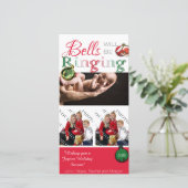 Jingle Bells zullen rinkelen Kerstmis Fotokaart Feestdagenkaart (Staand voorkant)