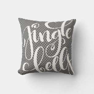 Jingle Bells Zwart Wit Buffalo Plaid Tartan Kerstm Kussen