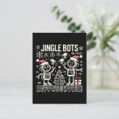 Jingle Bots Feestelijke vakantie Robots met Santa  Briefkaart (Staand voorkant)