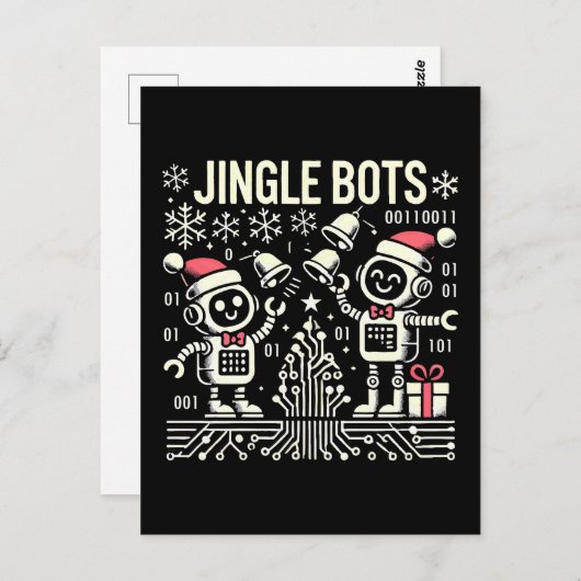 Jingle Bots Feestelijke vakantie Robots met Santa  Briefkaart (Voorkant / Achterkant)