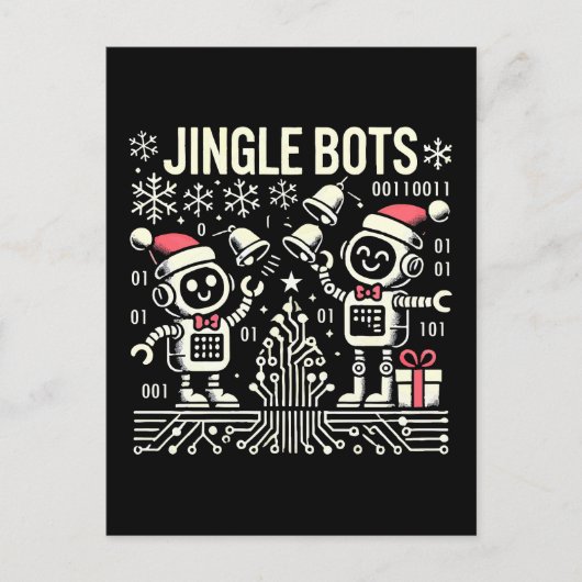 Jingle Bots Feestelijke vakantie Robots met Santa  Briefkaart (Voorkant)