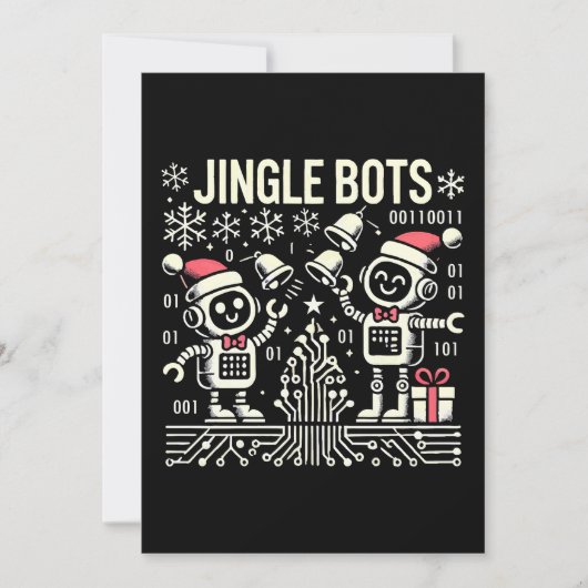 Jingle Bots Feestelijke vakantie Robots met Santa Kaart (Voorkant)
