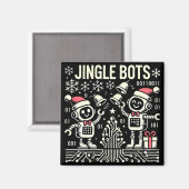 Jingle Bots Feestelijke vakantie Robots met Santa Magneet (Voorkant / Achterkant)