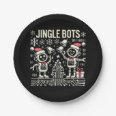 Jingle Bots Feestelijke vakantie Robots met Santa Papieren Bordje (Voorkant)