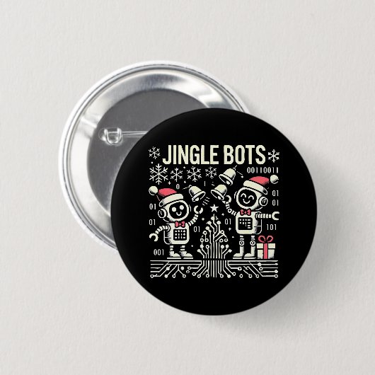 Jingle Bots Feestelijke vakantie Robots met Santa Ronde Button 5,7 Cm (Voorkant /achterkant)