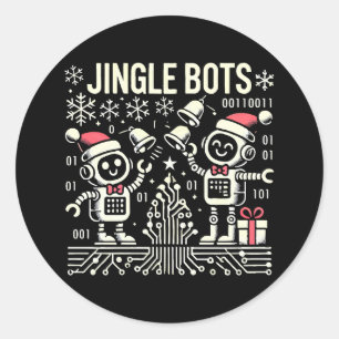 Jingle Bots Feestelijke vakantie Robots met Santa Ronde Sticker