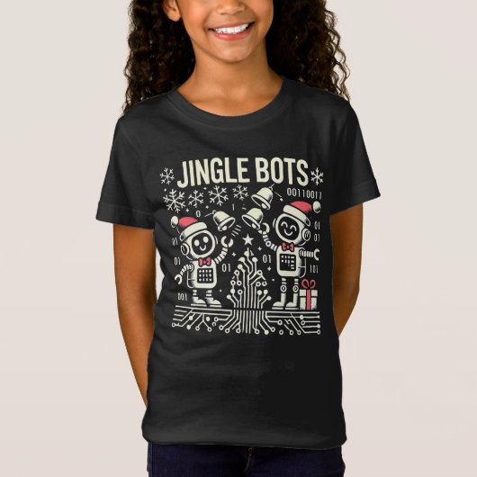 Jingle Bots Feestelijke vakantie Robots met Santa  T-shirt (Voorkant)