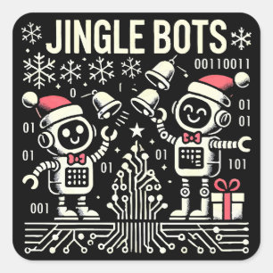 Jingle Bots Feestelijke vakantie Robots met Santa Vierkante Sticker