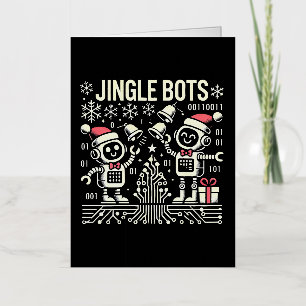 Jingle Bots Festive Kerst Robots met Kerstmannen M Folie Wenskaart