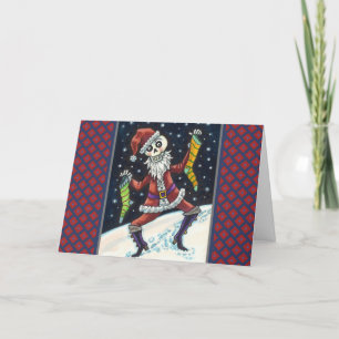 JINGLE BOTTEN SANTA, CHRISTMAS SKELETON EN STOCKIN FEESTDAGEN KAART