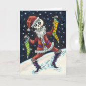 JINGLE BOTTEN SANTA, CHRISTMAS SKELETON EN STOCKIN FEESTDAGEN KAART (Voorkant)