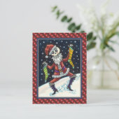 JINGLE BOTTEN SANTA, HOLIDAY SKELETON & STOCKINGS BRIEFKAART (Staand voorkant)