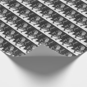 JINGLE BOTTEN SANTA, HOLIDAY SKELETON & STOCKINGS CADEAUPAPIER