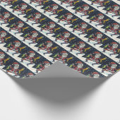 JINGLE BOTTEN SANTA, HOLIDAY SKELETON & STOCKINGS CADEAUPAPIER (Hoek)