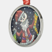 JINGLE BOTTEN SANTA, HOLIDAY SKELETON & STOCKINGS METALEN ORNAMENT (Links)