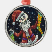 JINGLE BOTTEN SANTA, HOLIDAY SKELETON & STOCKINGS METALEN ORNAMENT (Voorkant)