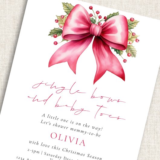 Jingle Bows Baby Toes Pink Bow Feestelijke Baby sh Kaart