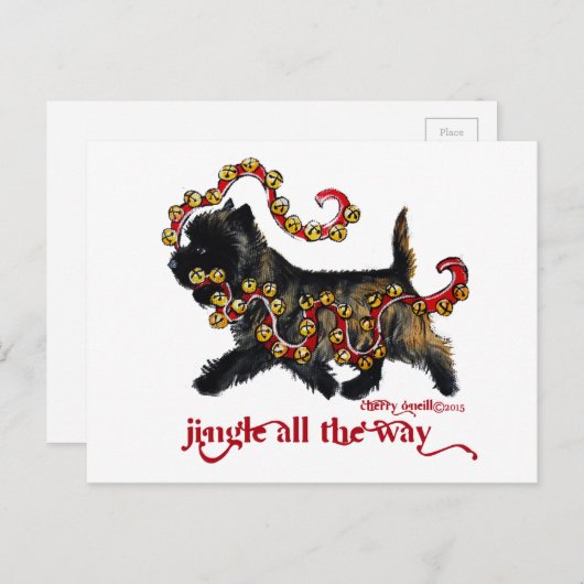 Jingle Cairn Christmas Feestdagenkaart (Voorkant / Achterkant)