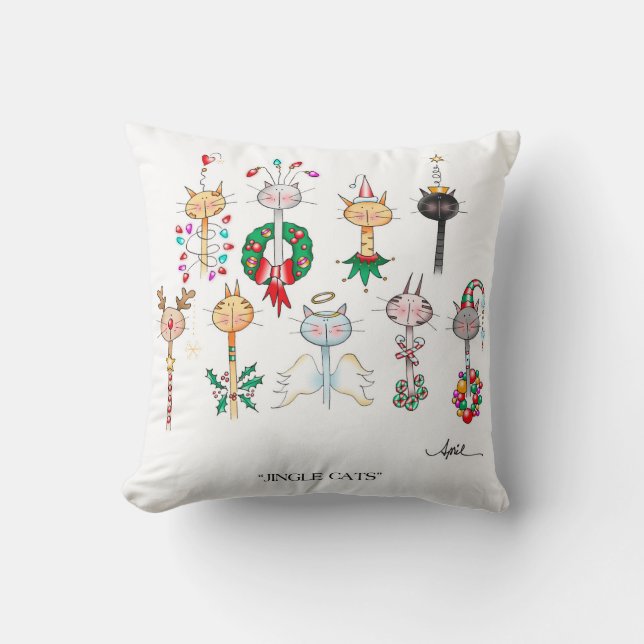 JINGLE CATS Kerstmis Kussen (Voorkant)