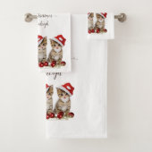 Jingle Cats Meowy Kerstmis op maat Bad Handdoek (Insitu)