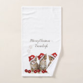 Jingle Cats Meowy Kerstmis op maat Bad Handdoek (Handdoek)