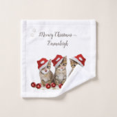 Jingle Cats Meowy Kerstmis op maat Bad Handdoek (Wasdoekje)