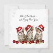 Jingle Cats Meowy Kerstmis op maat Feestdagenkaart (Voorkant)