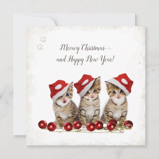 Jingle Cats Meowy Kerstmis op maat Feestdagenkaart (Voorkant)