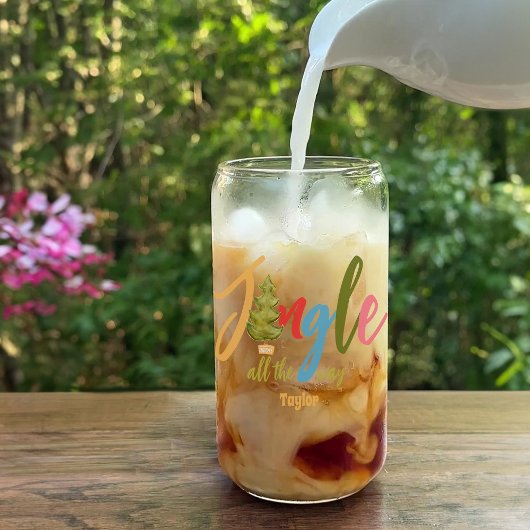 Jingle Christmas Tree Kleurrijke Typografie Naam F Blikvorm Glas