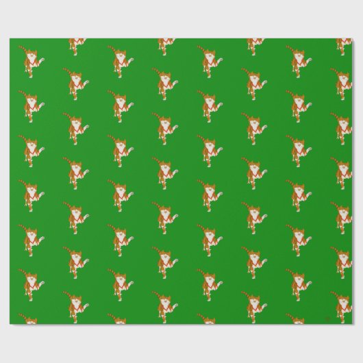 Jingle Claws Cat Holiday Wrapping Paper Cadeaupapier (Vlak)